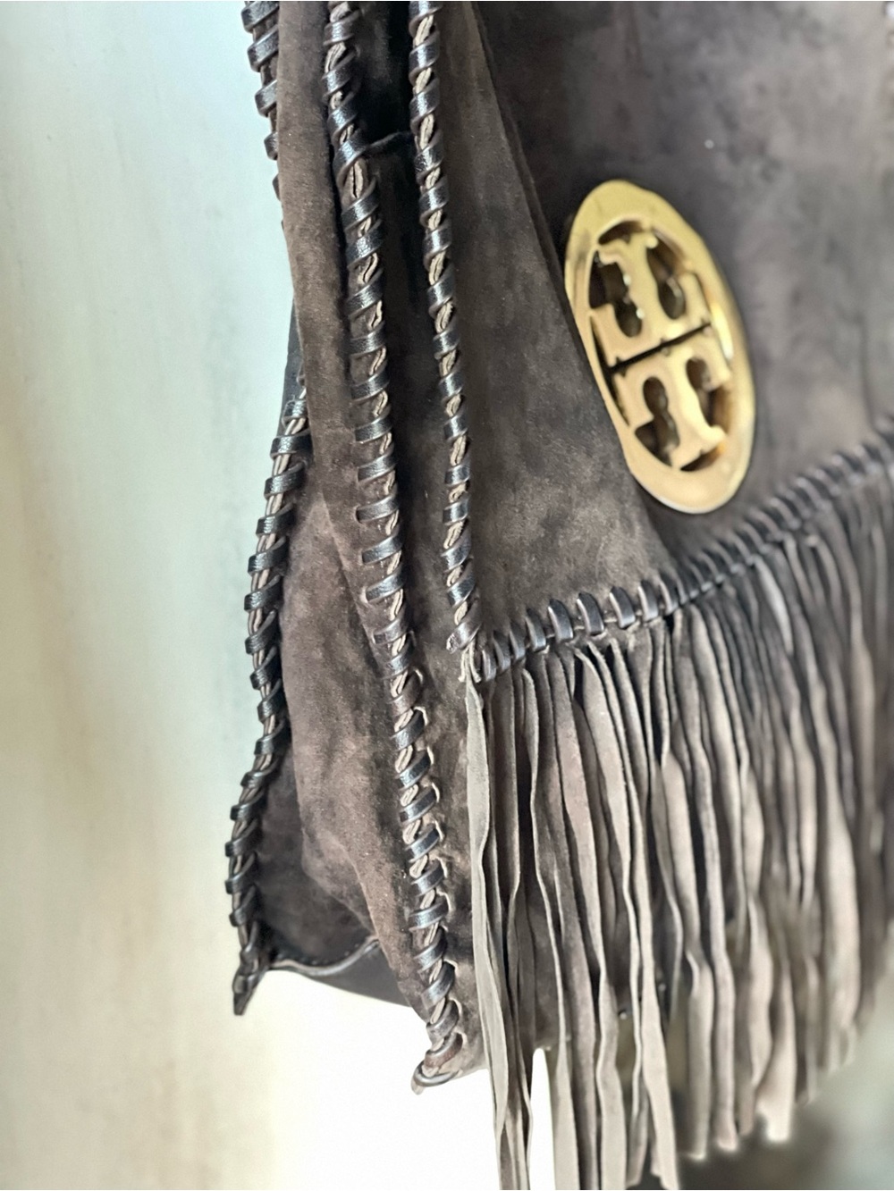 Tory Burch Chocolate Brown Suede Fringe Crossbody Bag - Picture 6 of 11